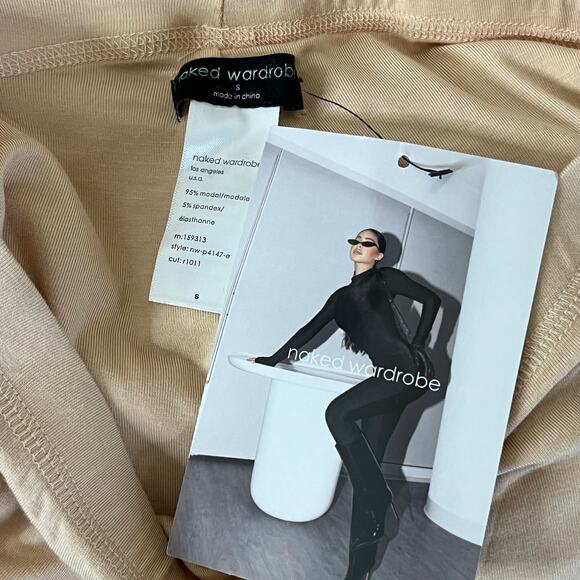 Naked Wardrobe NWT Beige Soft Stretchy High Rise Leggings Size Small‎ - Picture 4 of 7